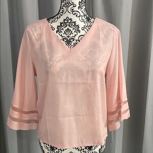 Chic Light Pink V-Neck Blouse